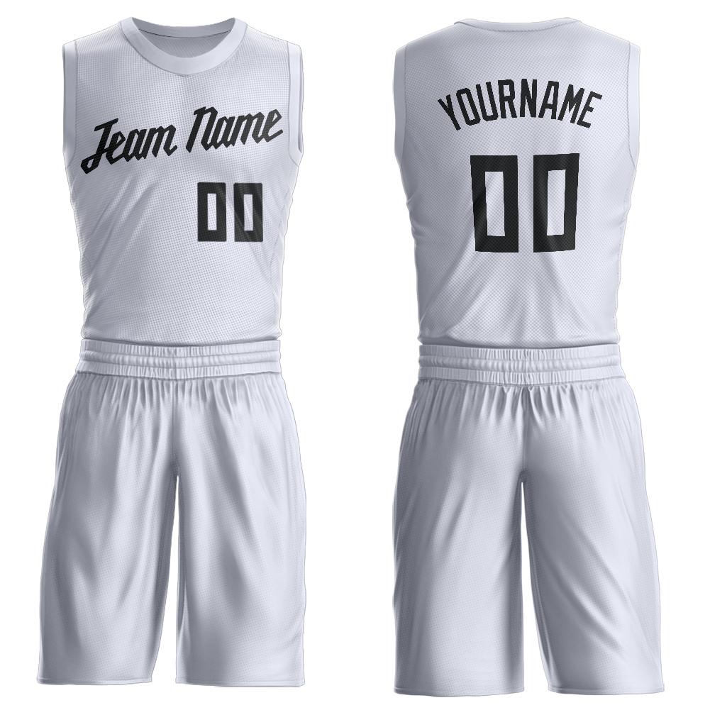 Custom White White-Red Round Neck Sublimation Basketball Suit