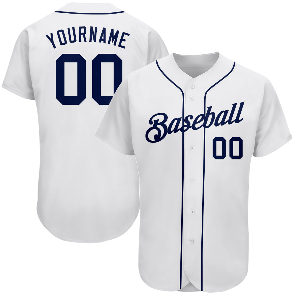 Custom White Navy Authentic Baseball Jersey
