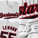 Custom White Black Pinstripe Black-Red Authentic Baseball Jersey
