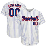 Custom White Royal Pinstripe Royal-Red Authentic Baseball Jersey