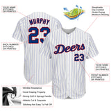 Custom White Royal Pinstripe Royal-Red Authentic Baseball Jersey