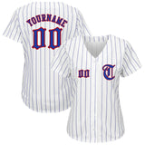 Custom White Royal Pinstripe Royal-Red Authentic Baseball Jersey