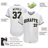 Custom White Olive-Black Authentic Memorial Day Baseball Jersey