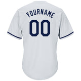 Custom White Navy Authentic Throwback Rib-Knit Baseball Jersey Shirt