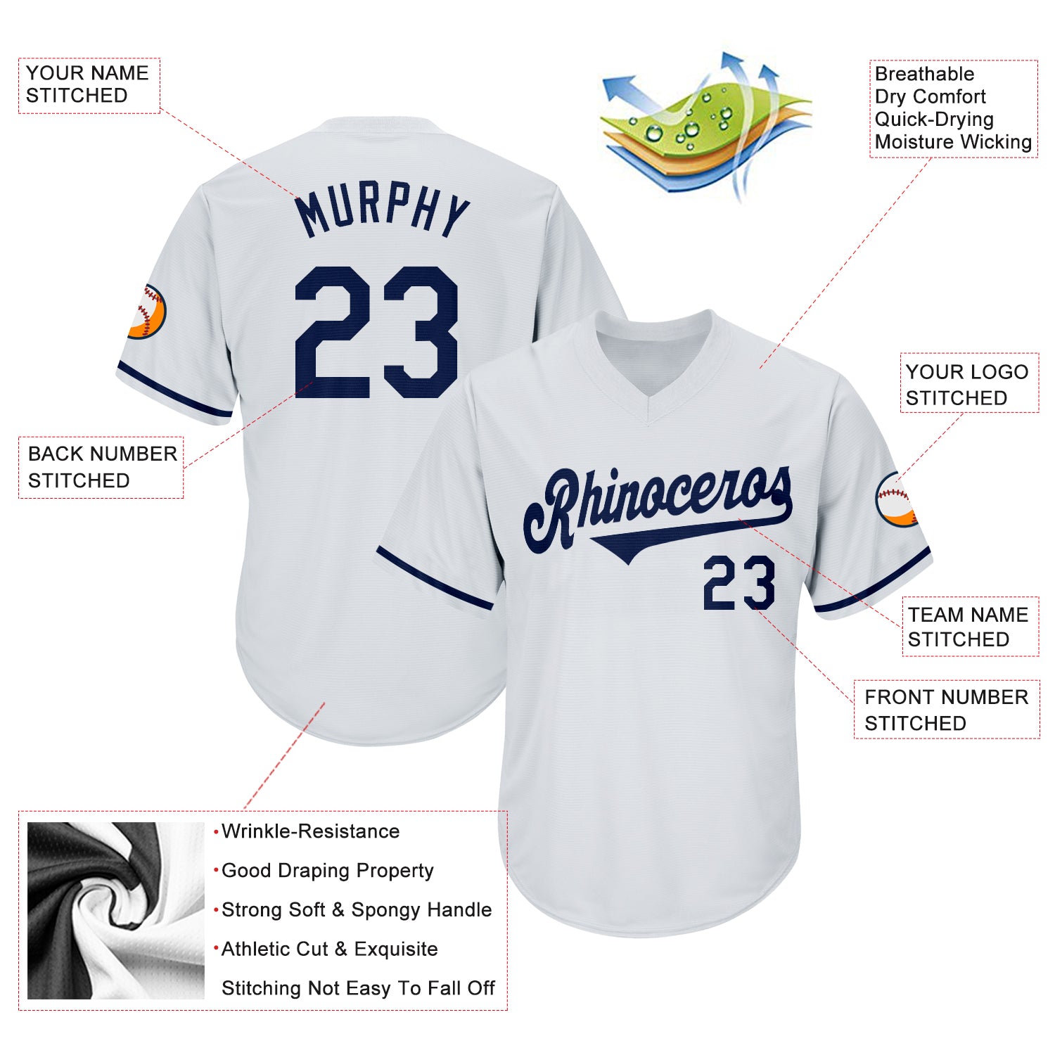Custom White Navy Authentic Throwback Rib-Knit Baseball Jersey Shirt