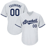 Custom White Navy Authentic Throwback Rib-Knit Baseball Jersey Shirt