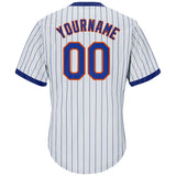 Custom White Royal Pinstripe Royal-Orange Authentic Throwback Rib-Knit Baseball Jersey Shirt