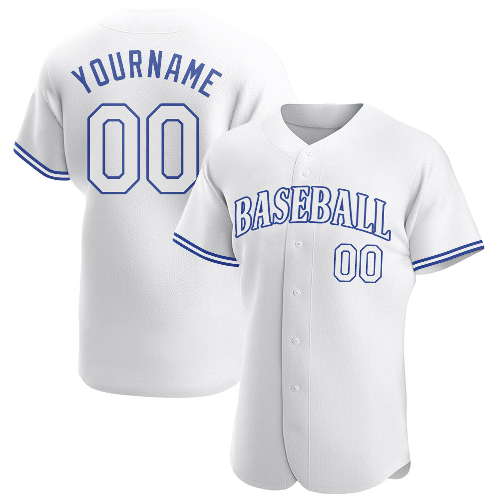 Custom White White-Royal Authentic Baseball Jersey