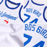 Custom White Royal-Red Round Neck Rib-Knit Basketball Jersey