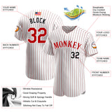 Custom White Red Pinstripe Red-Black Authentic American Flag Fashion Baseball Jersey