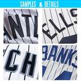 Custom White Navy Pinstripe Red-Navy Authentic American Flag Fashion Baseball Jersey