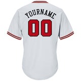 Custom White Red-Black Authentic Throwback Rib-Knit Baseball Jersey Shirt