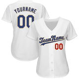 Custom White Royal-Old Gold Authentic Baseball Jersey