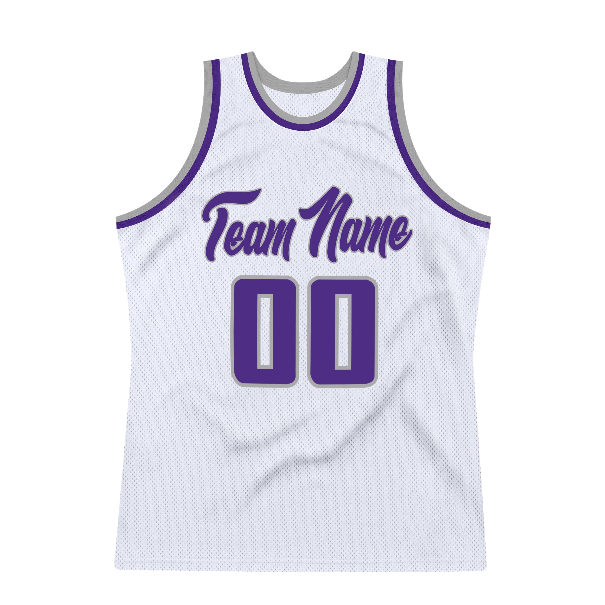 Custom White Purple-Gray Authentic Throwback Basketball Jersey