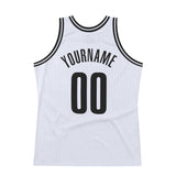 Custom White Black Authentic Throwback Basketball Jersey