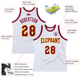 Custom White Maroon-Gold Authentic Throwback Basketball Jersey