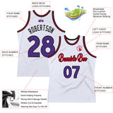 Custom White Purple-Red Authentic Throwback Basketball Jersey