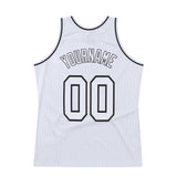 Custom White White-Black Authentic Throwback Basketball Jersey