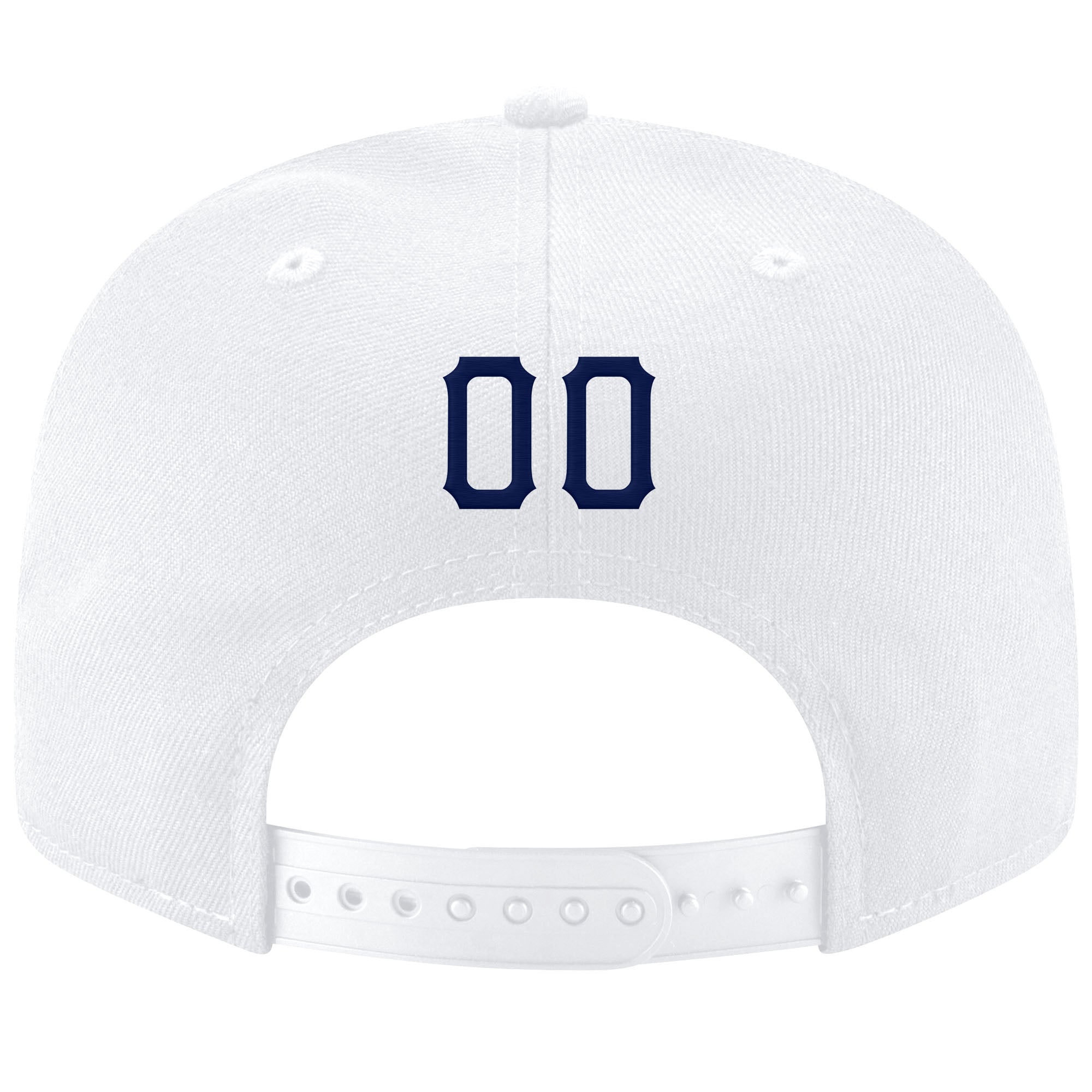 Custom White Navy Stitched Adjustable Snapback Hat