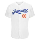 Custom White Royal-Orange Authentic Skull Fashion Baseball Jersey