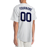 Custom White Navy Pinstripe Navy Authentic Baseball Jersey