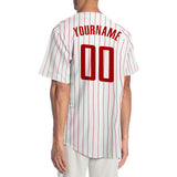 Custom White Red Pinstripe Red Authentic Baseball Jersey