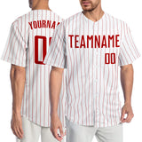 Custom White Red Pinstripe Red Authentic Baseball Jersey