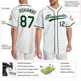 Custom White Green-Black Authentic Baseball Jersey