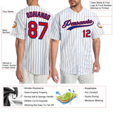 Custom White Royal Pinstripe Red-Royal Authentic Baseball Jersey