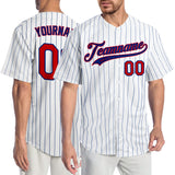 Custom White Royal Pinstripe Red-Royal Authentic Baseball Jersey