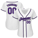 Custom White Purple-Black Authentic Baseball Jersey