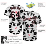 Custom White Black-Pink 3D Pattern Design Pandas Authentic Baseball Jersey