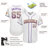 Custom White Purple-Gold Authentic Drift Fashion Baseball Jersey