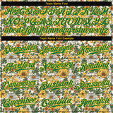 Custom White Kelly Green-Gold 3D Pattern Design Flowers Authentic Baseball Jersey