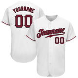 Custom White Crimson-Black Authentic Baseball Jersey