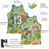 Custom White White-Kelly Green 3D Pattern Hawaii Palm Trees Authentic Basketball Jersey