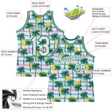 Custom White White-Kelly Green 3D Pattern Hawaii Palm Trees Authentic Basketball Jersey